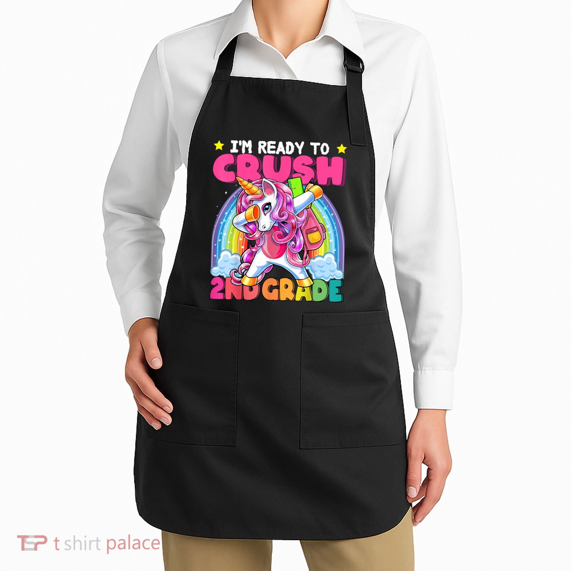 Crush 2nd Grade Dabbing Unicorn Back To School Girl Gift Apron