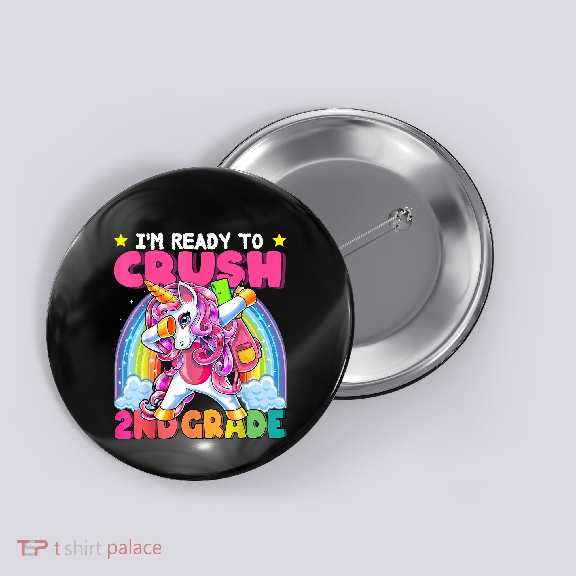 Crush 2nd Grade Dabbing Unicorn Back To School Girl Gift Button