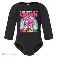 Crush 2nd Grade Dabbing Unicorn Back To School Girl Gift Baby Long Sleeve Bodysuit thumb 0