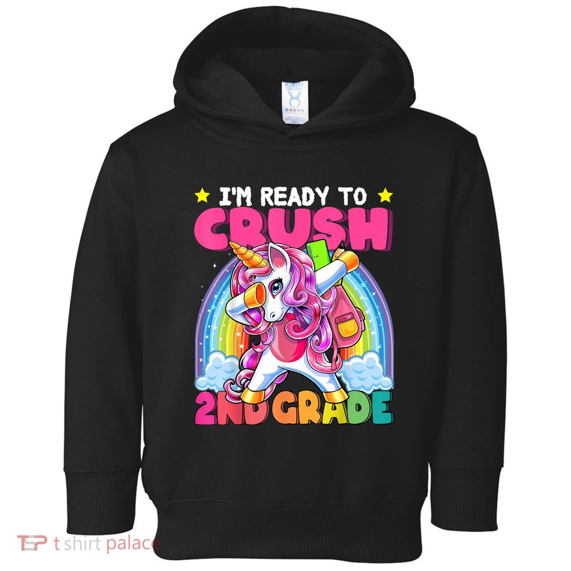 Crush 2nd Grade Dabbing Unicorn Back To School Girl Gift Toddler Hoodie