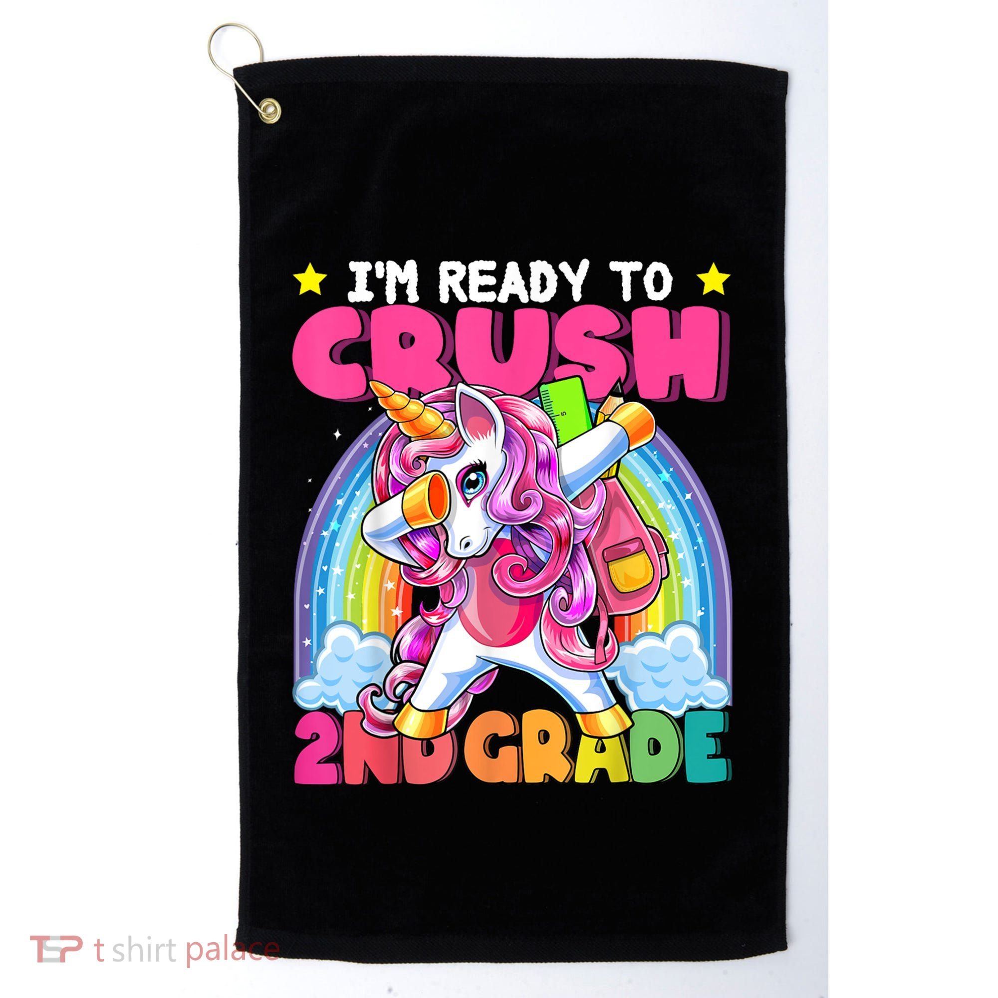 Crush 2nd Grade Dabbing Unicorn Back To School Girl Gift Golf Towel