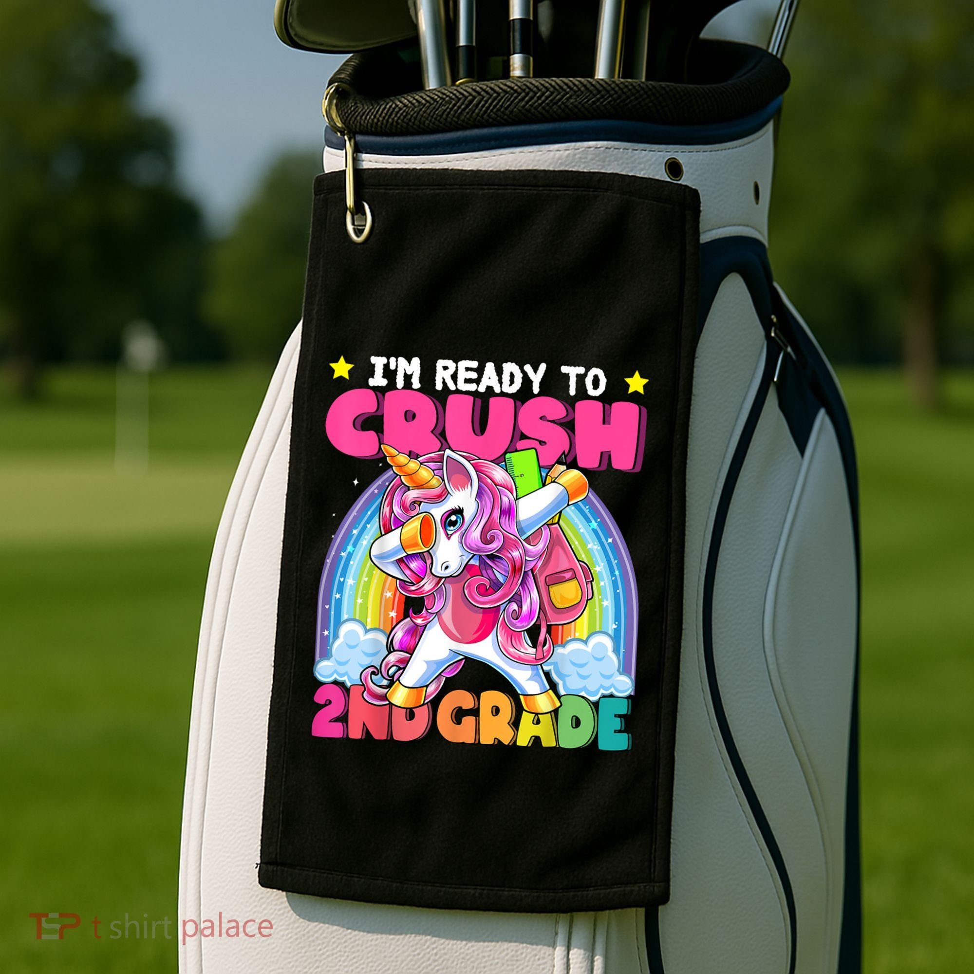 Crush 2nd Grade Dabbing Unicorn Back To School Girl Gift Golf Towel
