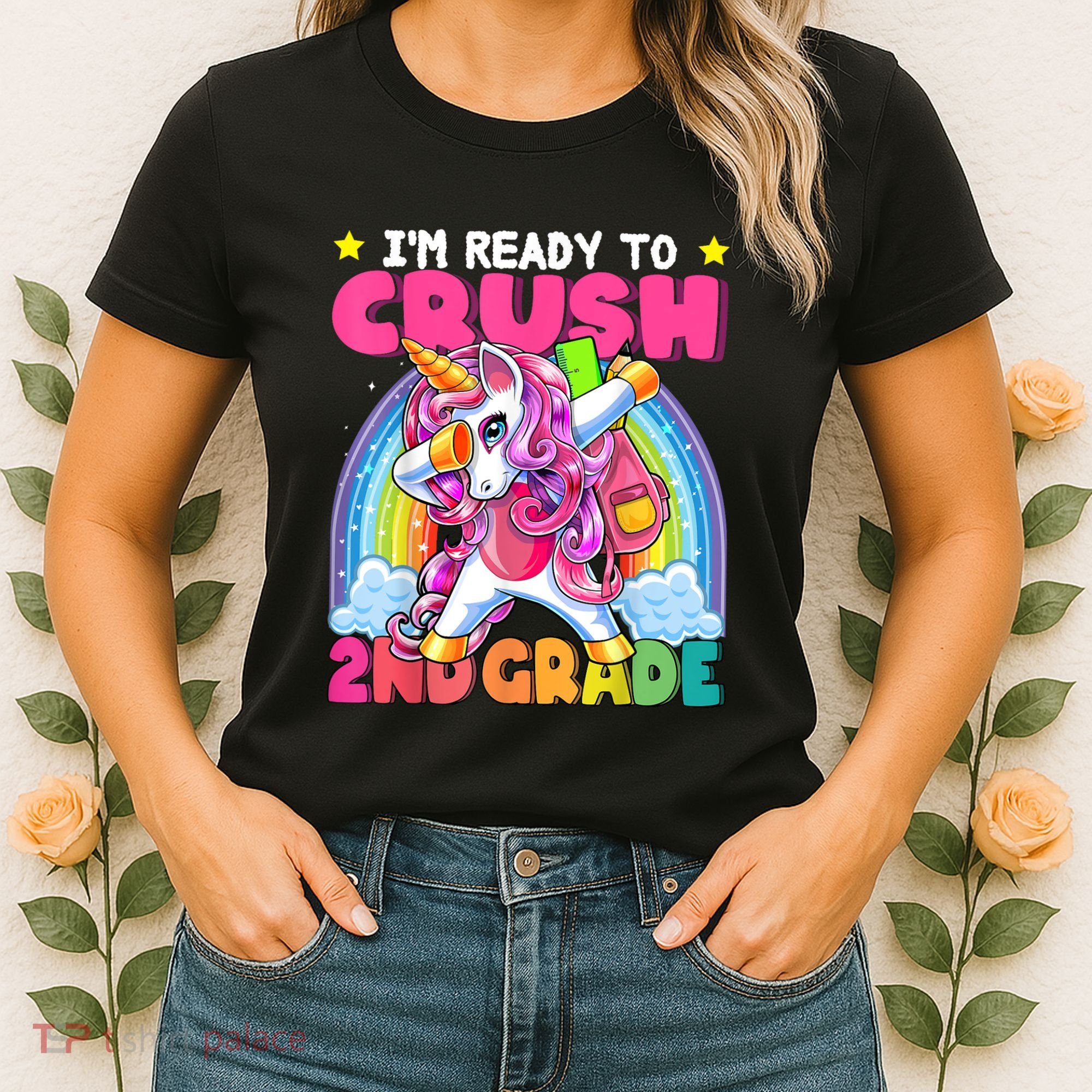 Crush 2nd Grade Dabbing Unicorn Back To School Girl Gift Women's T-Shirt