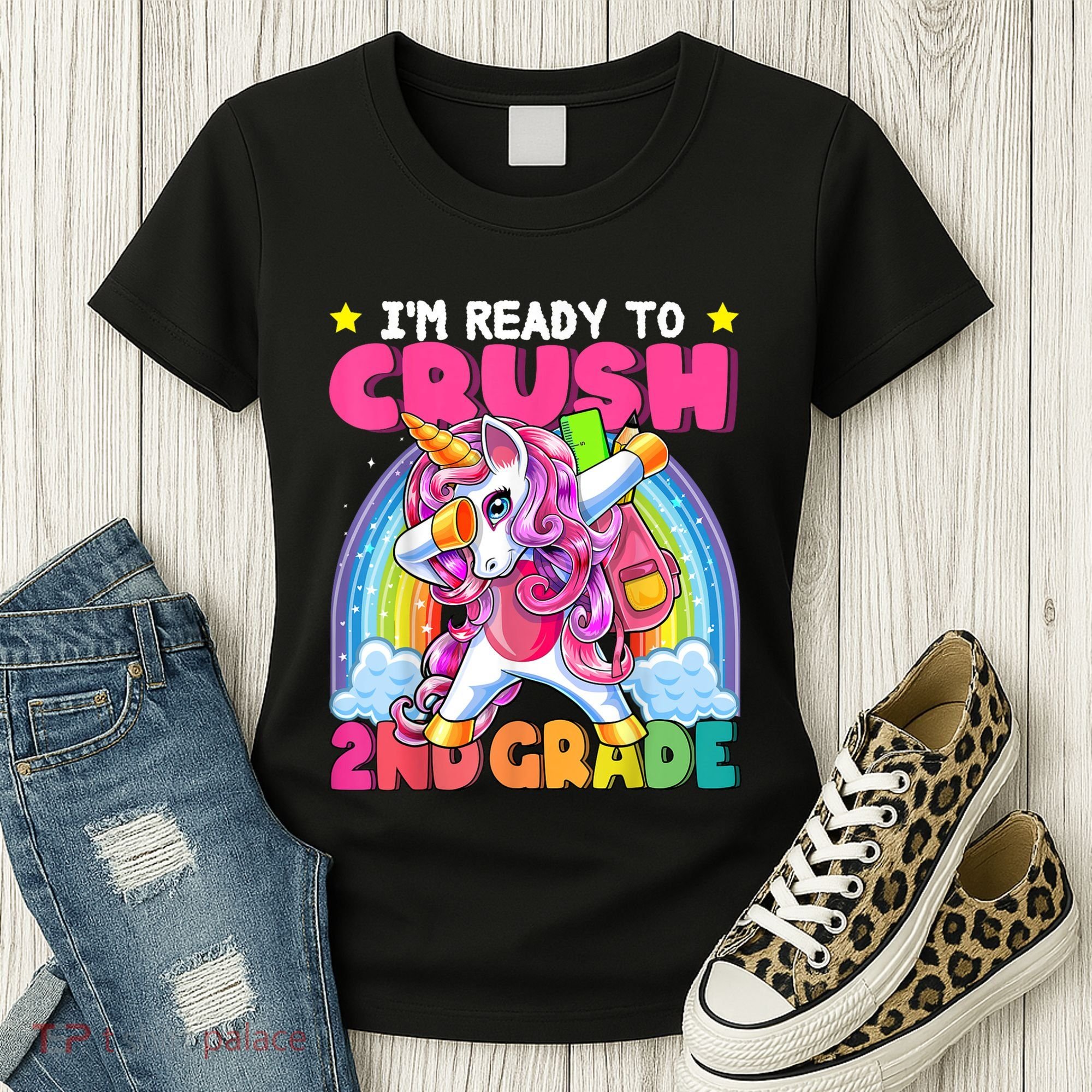 Crush 2nd Grade Dabbing Unicorn Back To School Girl Gift Women's T-Shirt