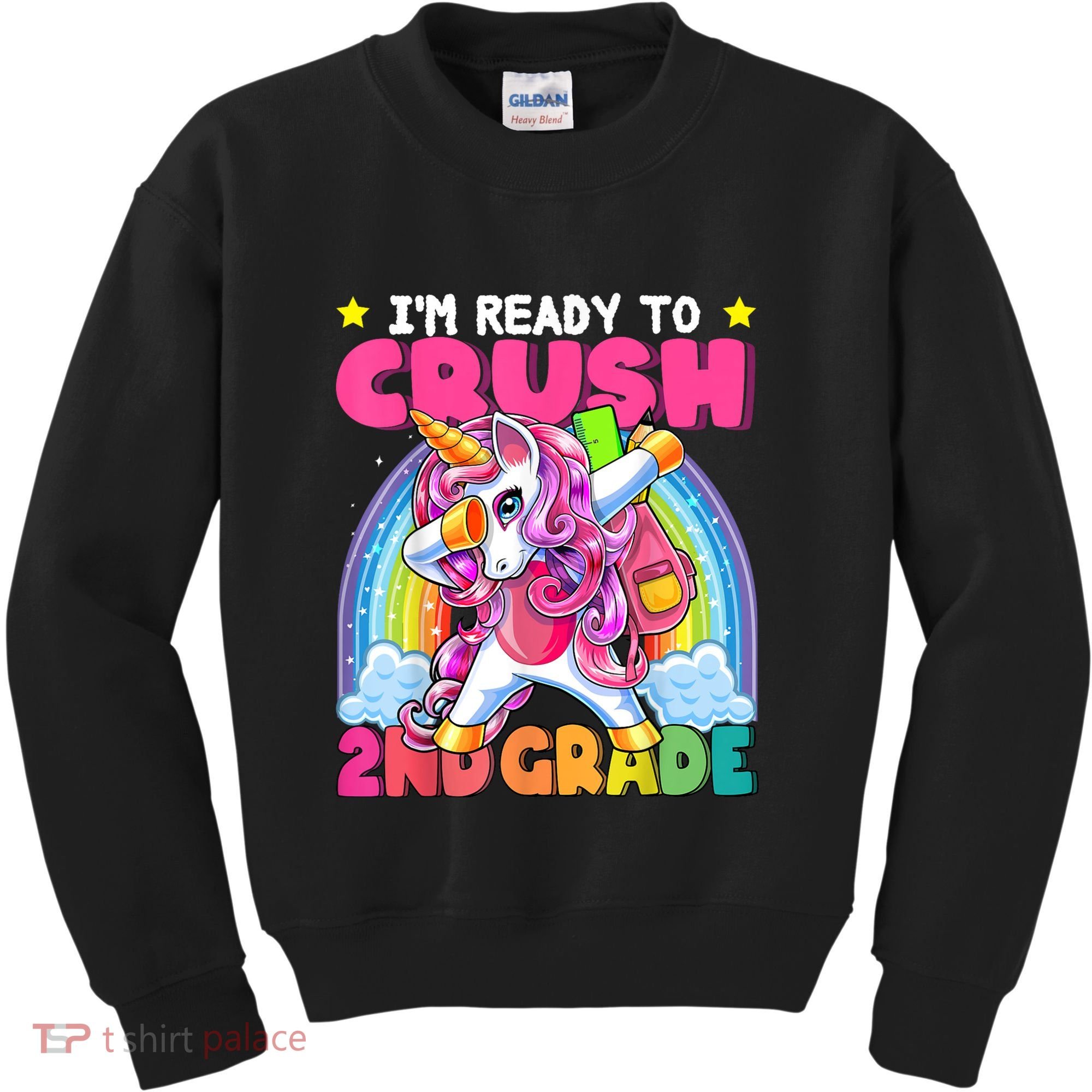 Crush 2nd Grade Dabbing Unicorn Back To School Girl Gift Kids Sweatshirt
