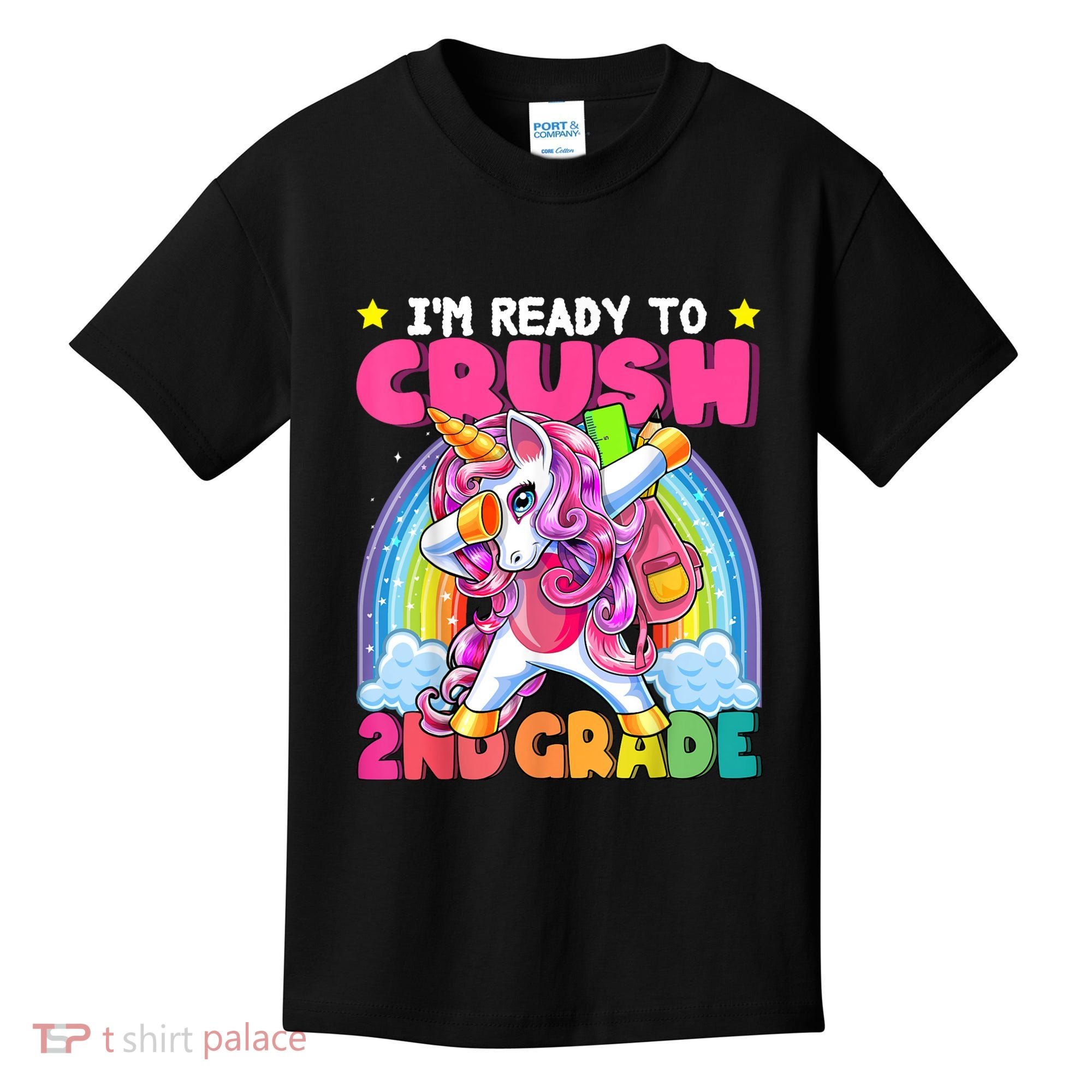 Crush 2nd Grade Dabbing Unicorn Back To School Girl Gift Kids T-Shirt