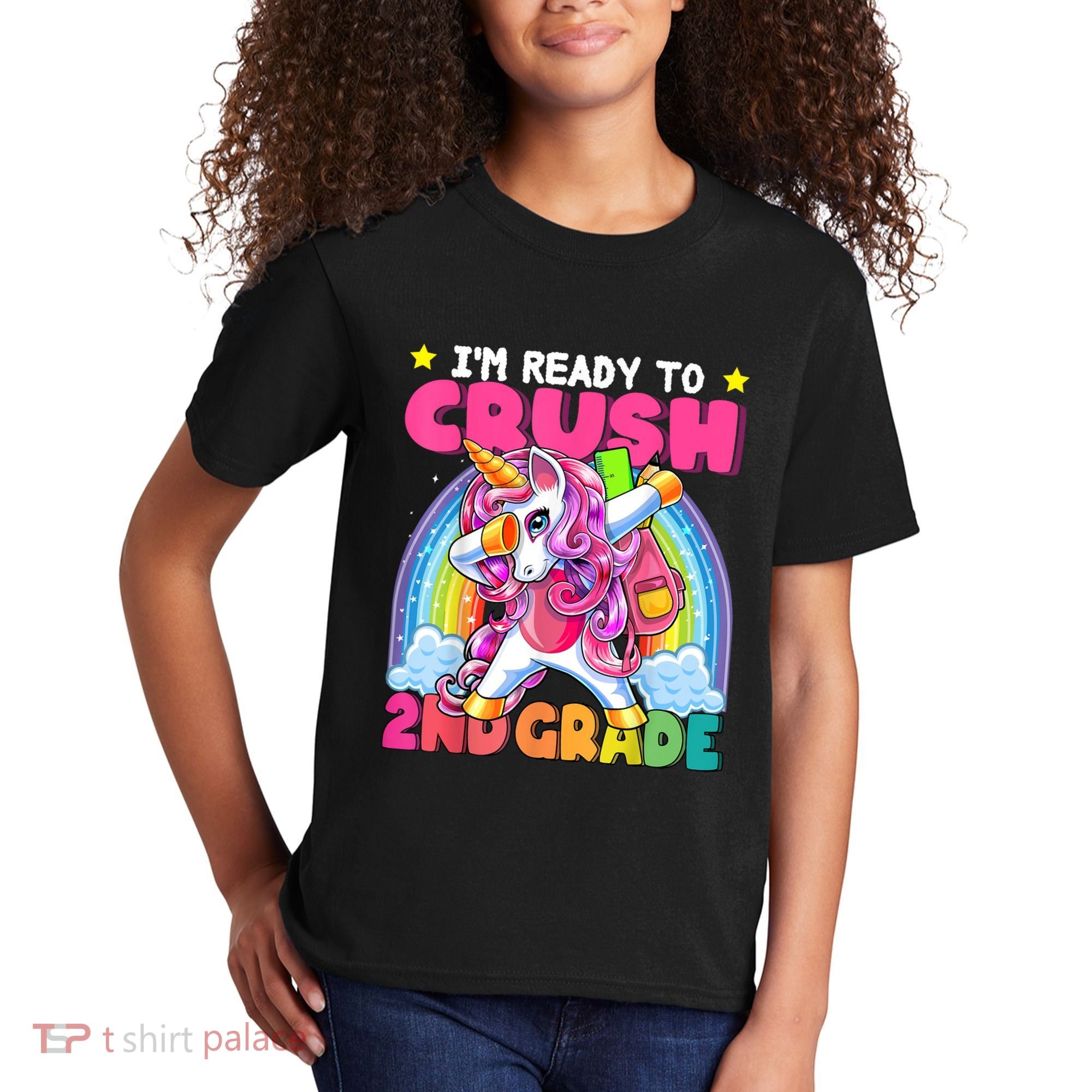 Crush 2nd Grade Dabbing Unicorn Back To School Girl Gift Kids T-Shirt