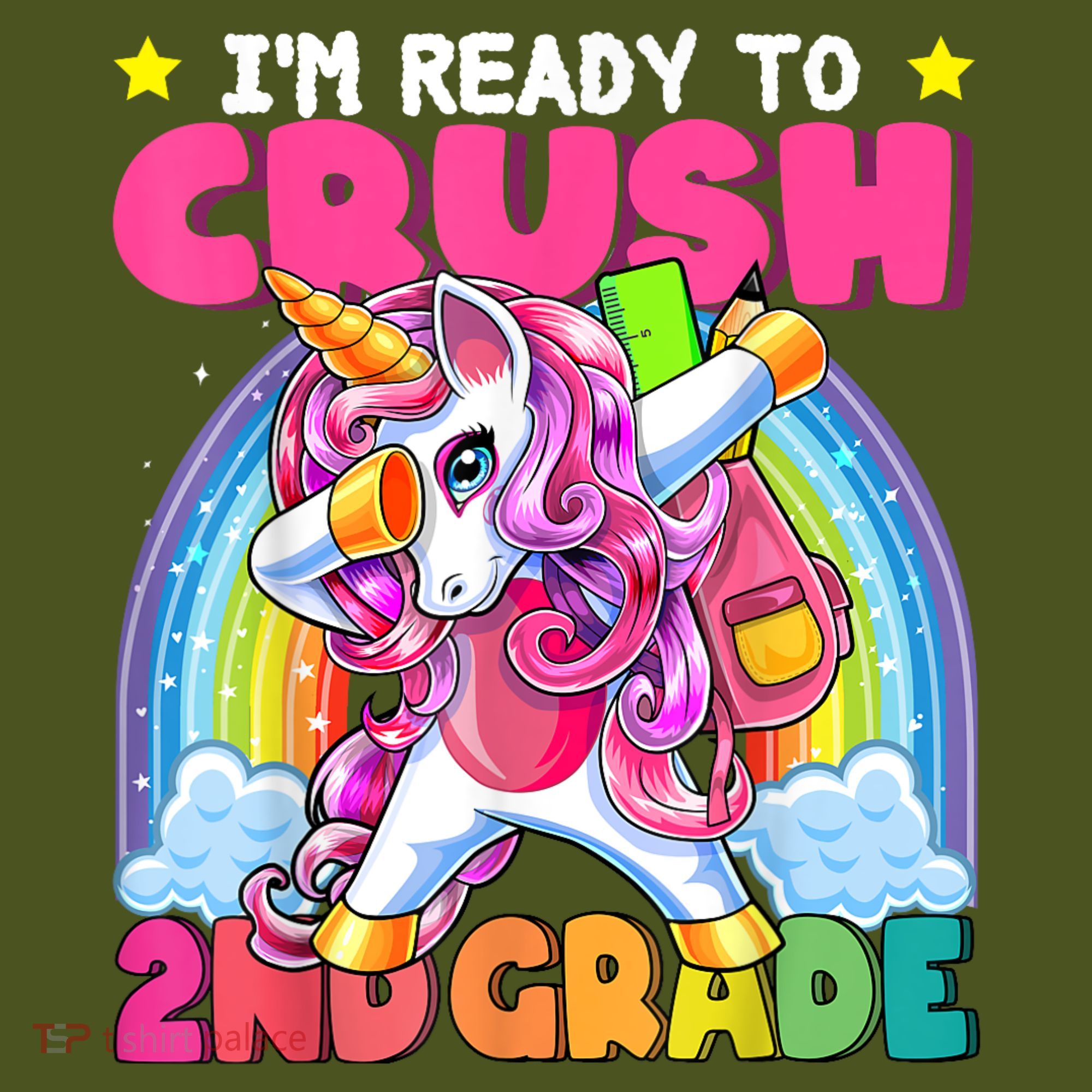 Crush 2nd Grade Dabbing Unicorn Back To School Girl Gift Backpack