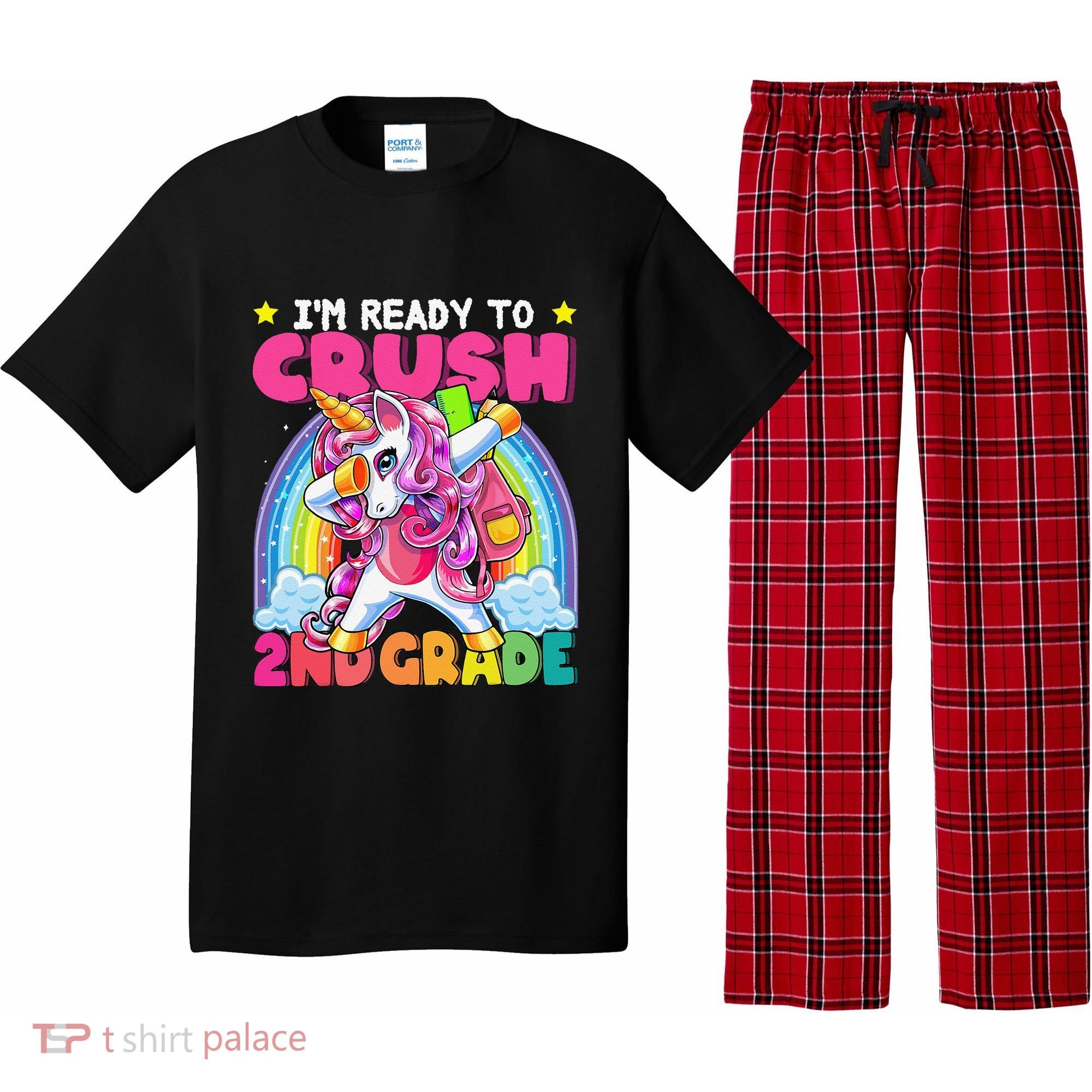 Crush 2nd Grade Dabbing Unicorn Back To School Gift Pajama Set