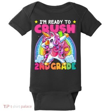 Crush 2nd Grade Dabbing Unicorn Back To School Gift Baby Bodysuit
