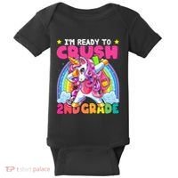 Crush 2nd Grade Dabbing Unicorn Back To School Gift Baby Bodysuit thumb 0