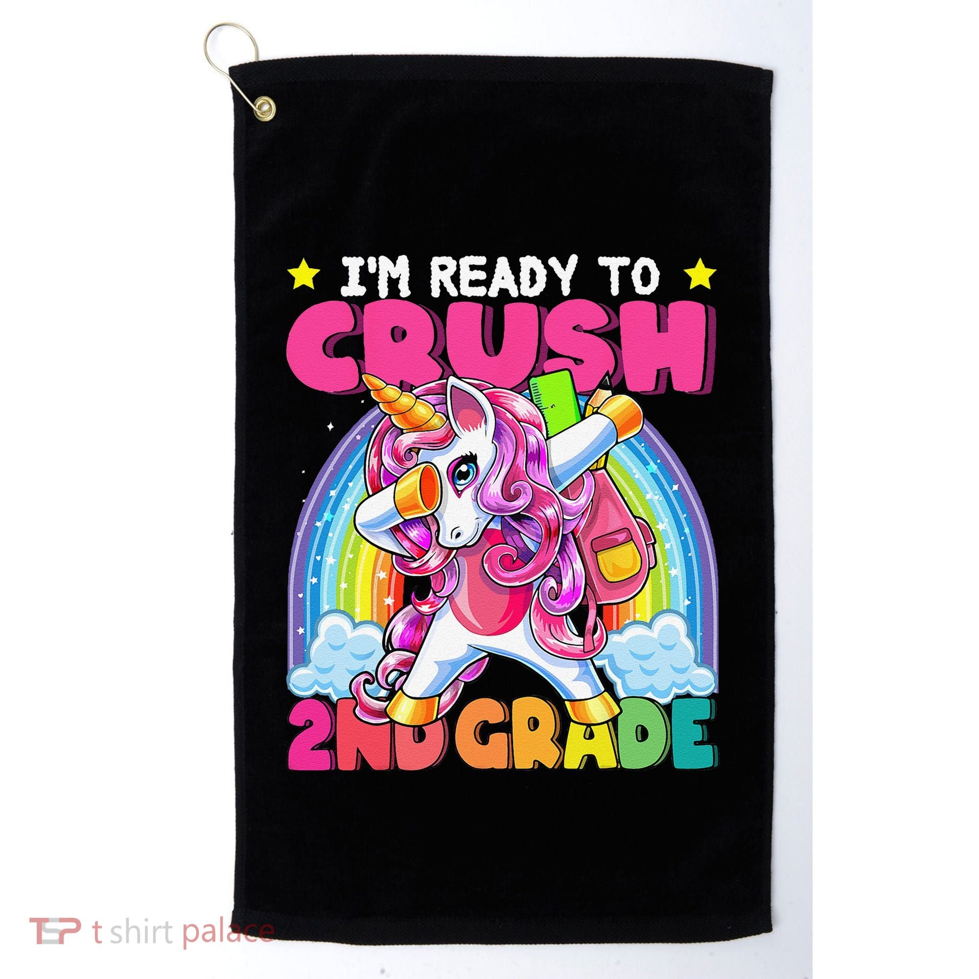 Crush 2nd Grade Dabbing Unicorn Back To School Gift Golf Towel