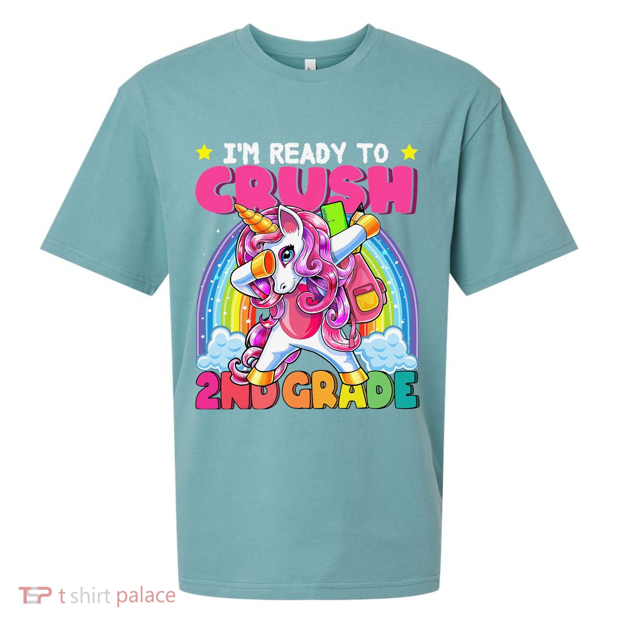 Crush 2nd Grade Dabbing Unicorn Back To School Gift Sueded Cloud Jersey T-Shirt