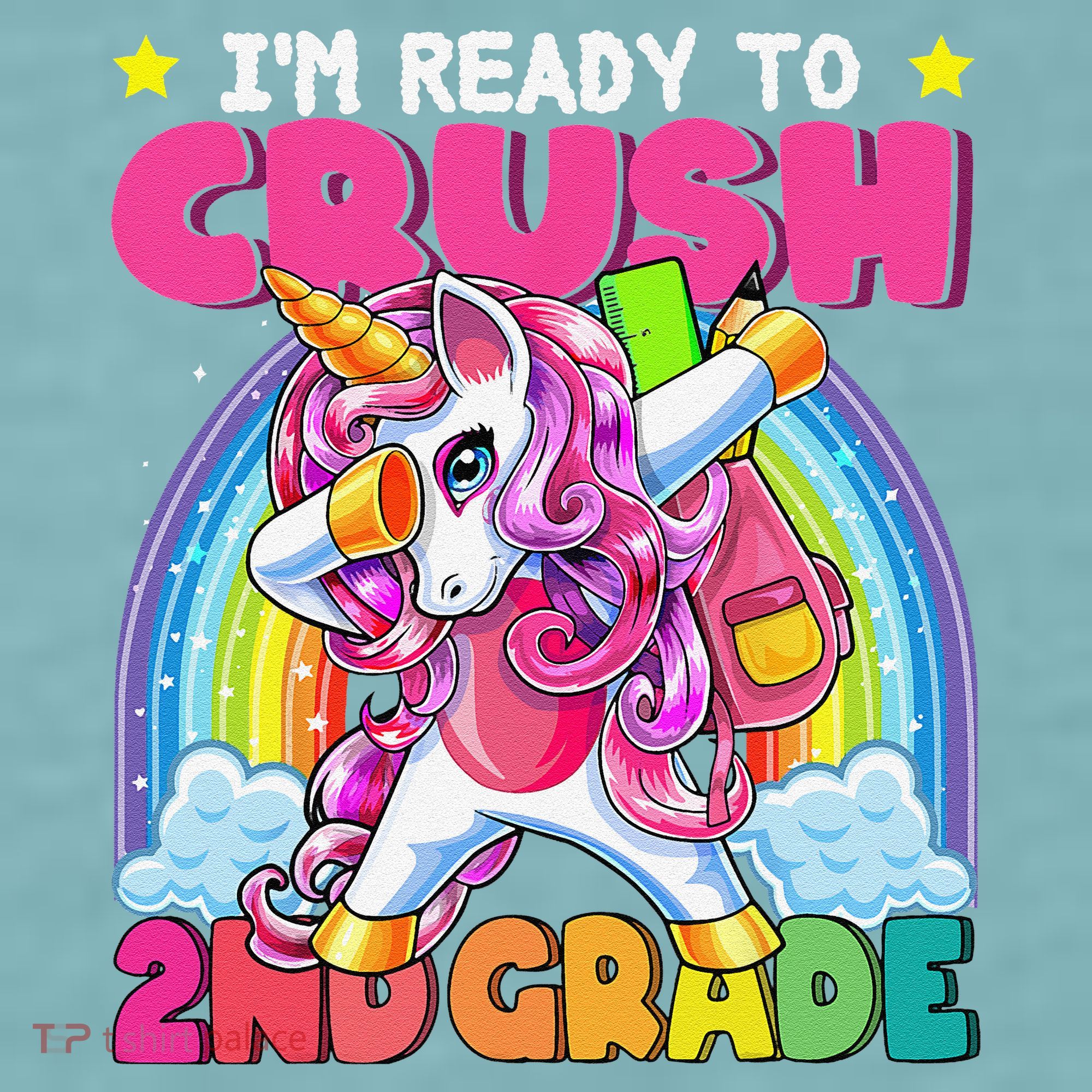 Crush 2nd Grade Dabbing Unicorn Back To School Gift Sueded Cloud Jersey T-Shirt