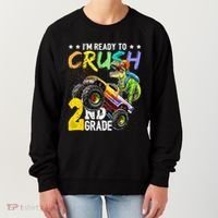 Crush 2nd Grade Dinosaur Monster Truck Back To School Women's Sweatshirt thumb 0