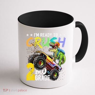 Crush 2nd Grade Dinosaur Monster Truck Back To School Coffee Mug back