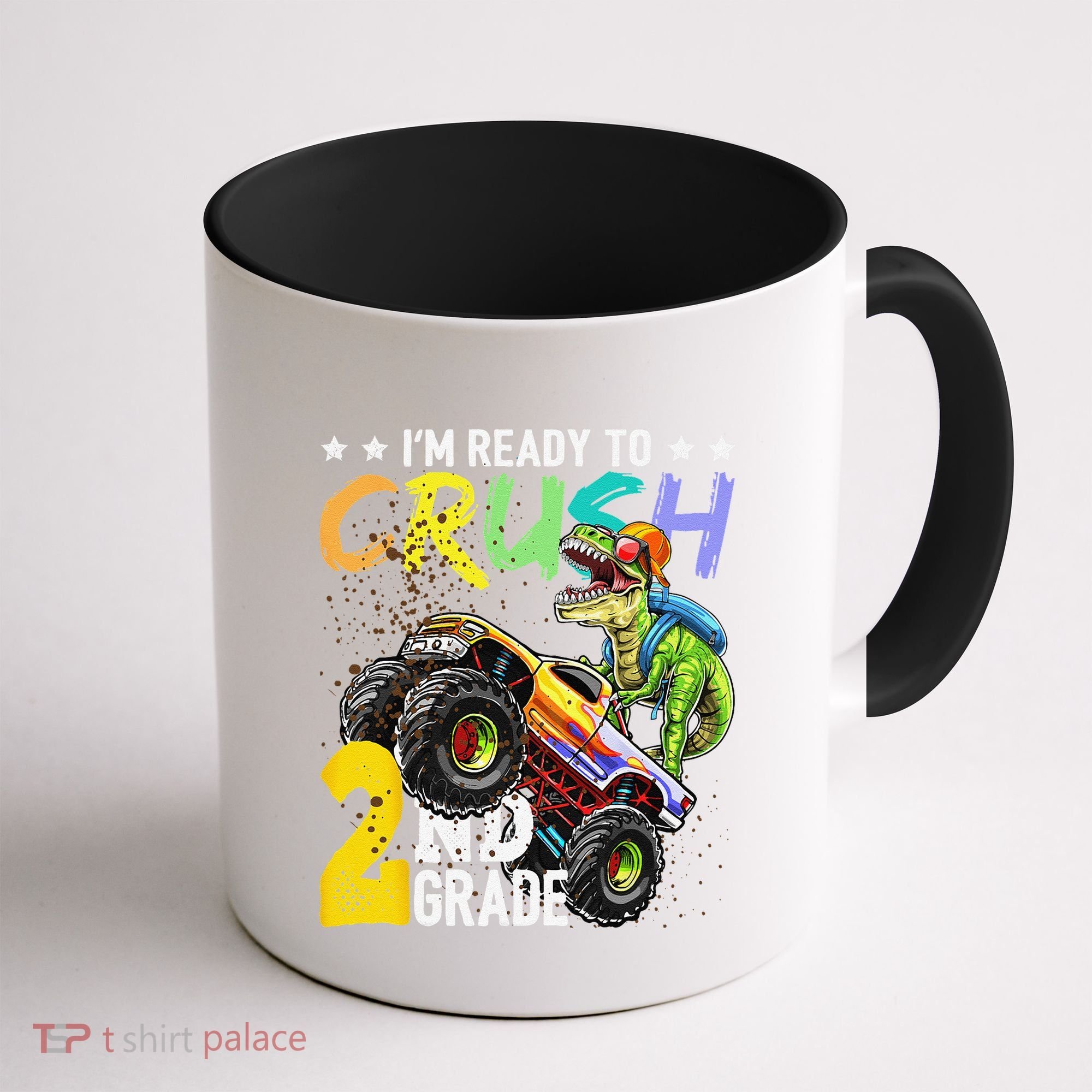 Crush 2nd Grade Dinosaur Monster Truck Back To School Coffee Mug