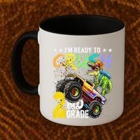Crush 2nd Grade Dinosaur Monster Truck Back To School Coffee Mug thumb 2