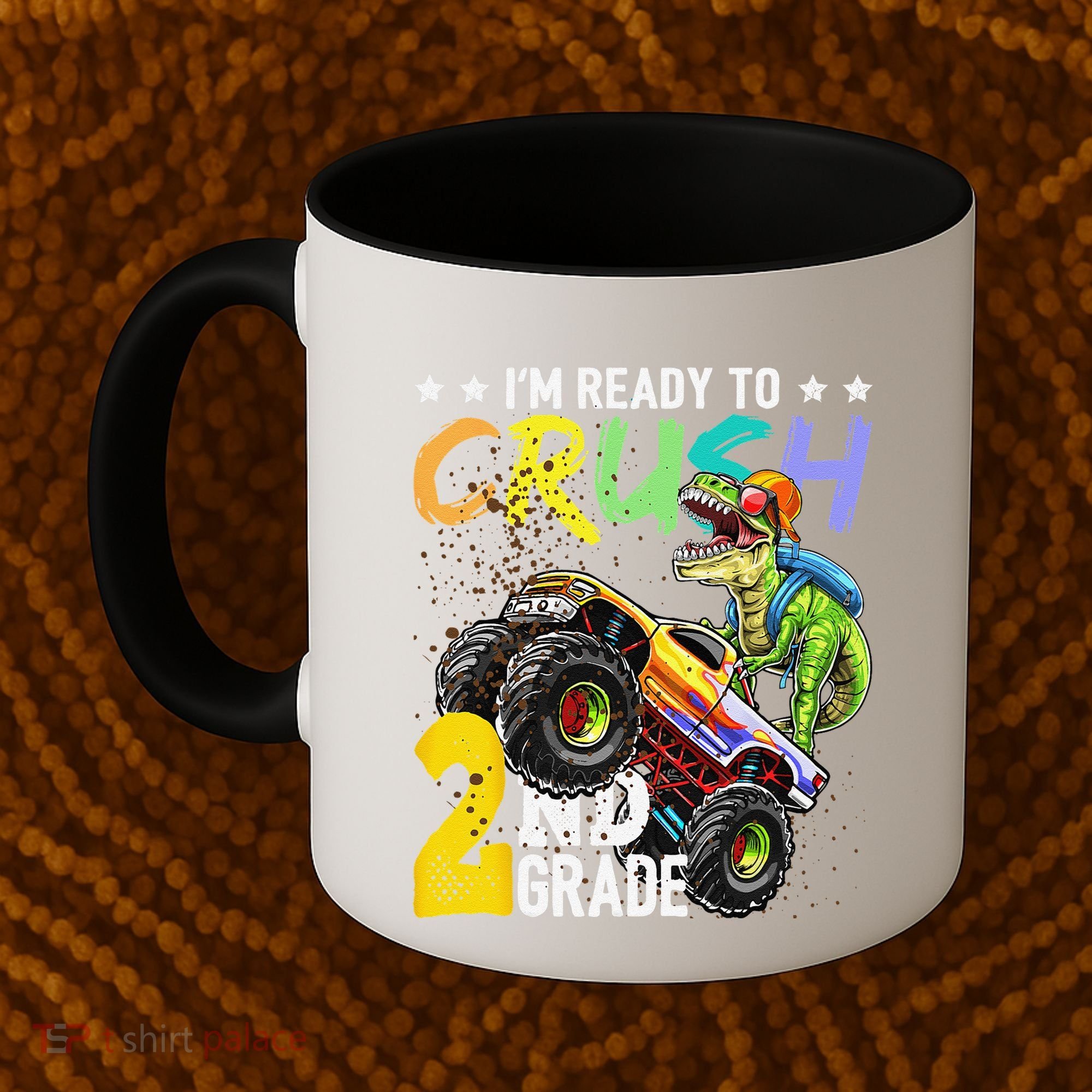 Crush 2nd Grade Dinosaur Monster Truck Back To School Coffee Mug