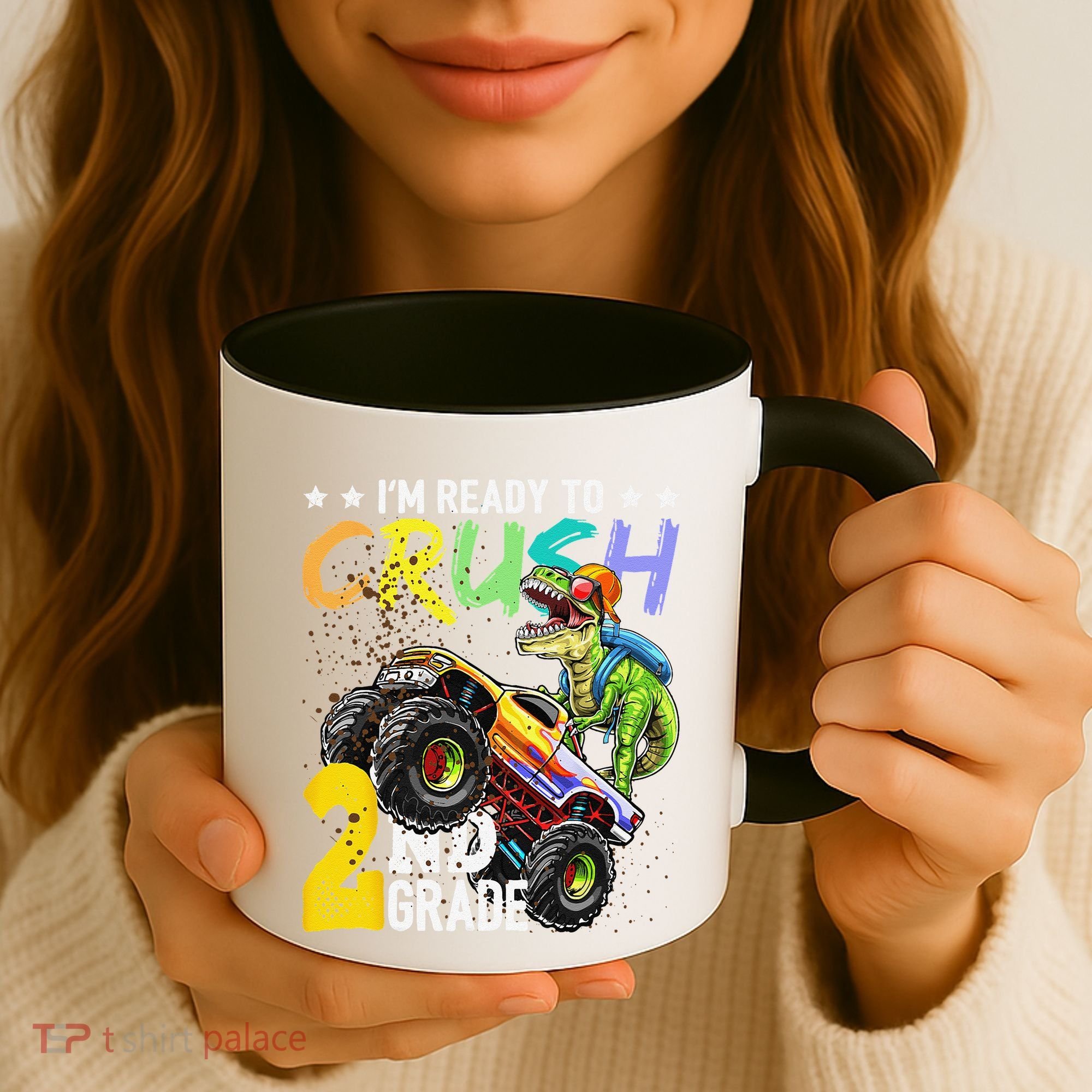 Crush 2nd Grade Dinosaur Monster Truck Back To School Coffee Mug