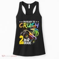 Crush 2nd Grade Dinosaur Monster Truck Back To School Women's Tank Top thumb 0