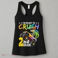 Crush 2nd Grade Dinosaur Monster Truck Back To School Women's Tank Top thumb 3