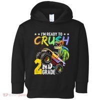Crush 2nd Grade Dinosaur Monster Truck Back To School Toddler Hoodie thumb 0