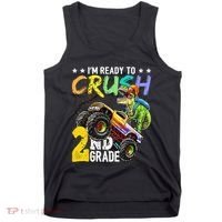 Crush 2nd Grade Dinosaur Monster Truck Back To School Tank Top thumb 0