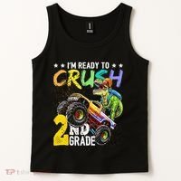 Crush 2nd Grade Dinosaur Monster Truck Back To School Tank Top thumb 2