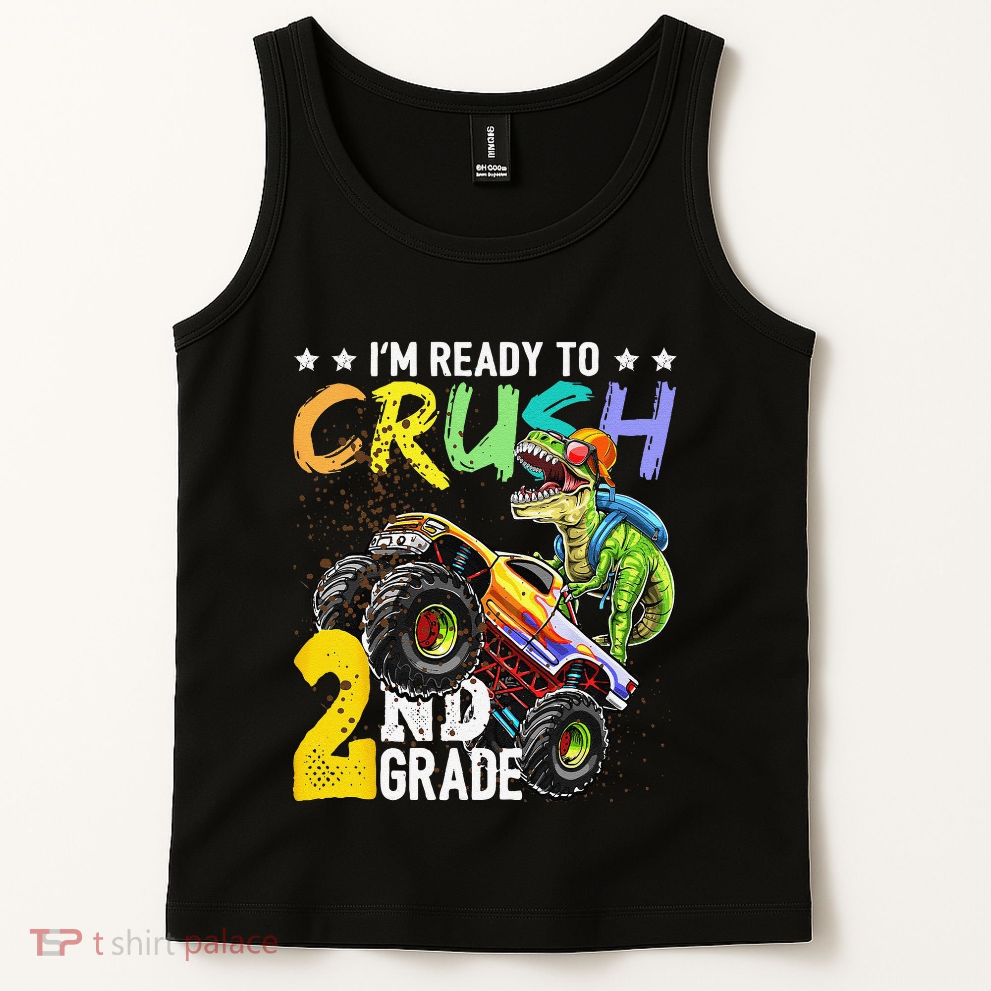 Crush 2nd Grade Dinosaur Monster Truck Back To School Tank Top