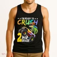 Crush 2nd Grade Dinosaur Monster Truck Back To School Tank Top thumb 3
