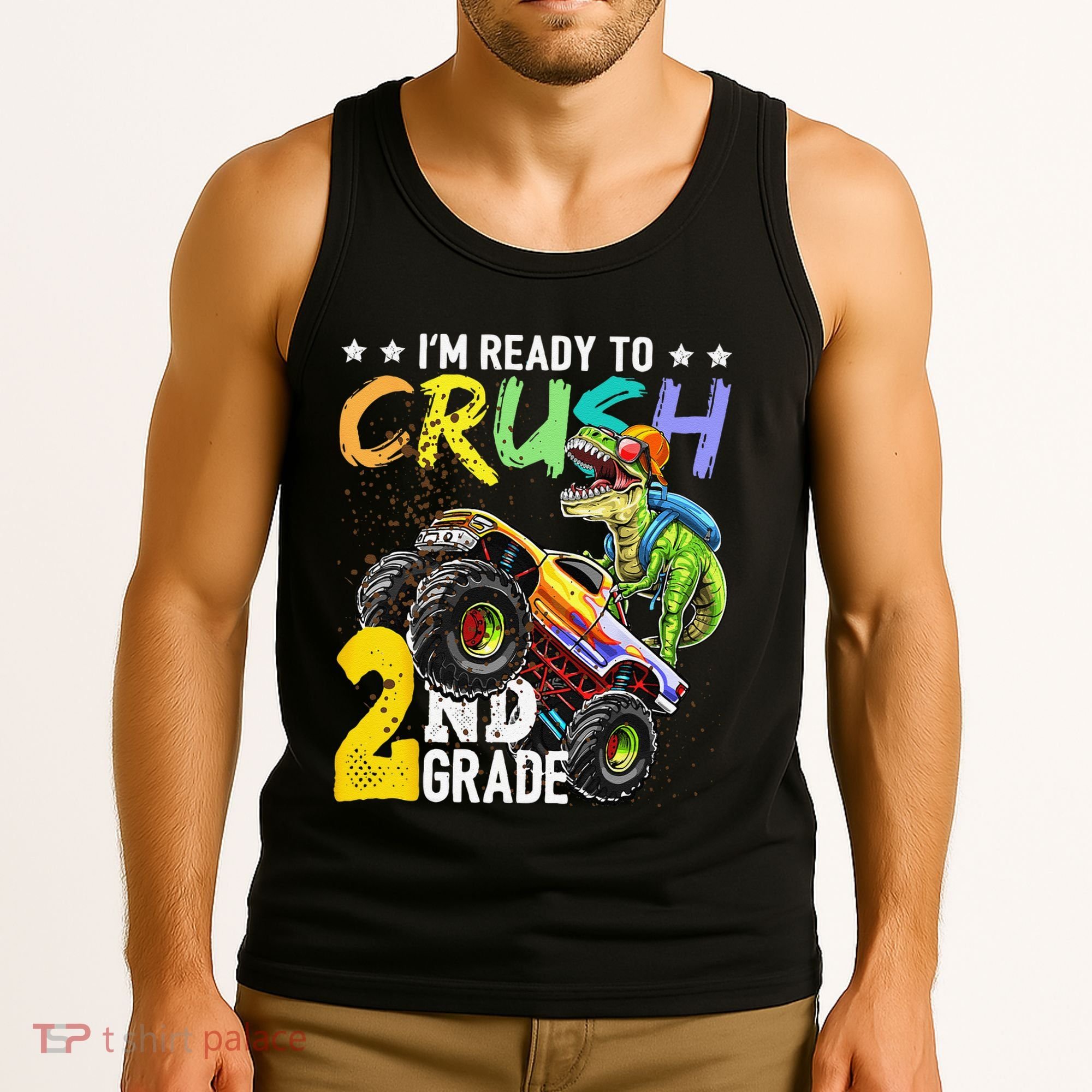 Crush 2nd Grade Dinosaur Monster Truck Back To School Tank Top