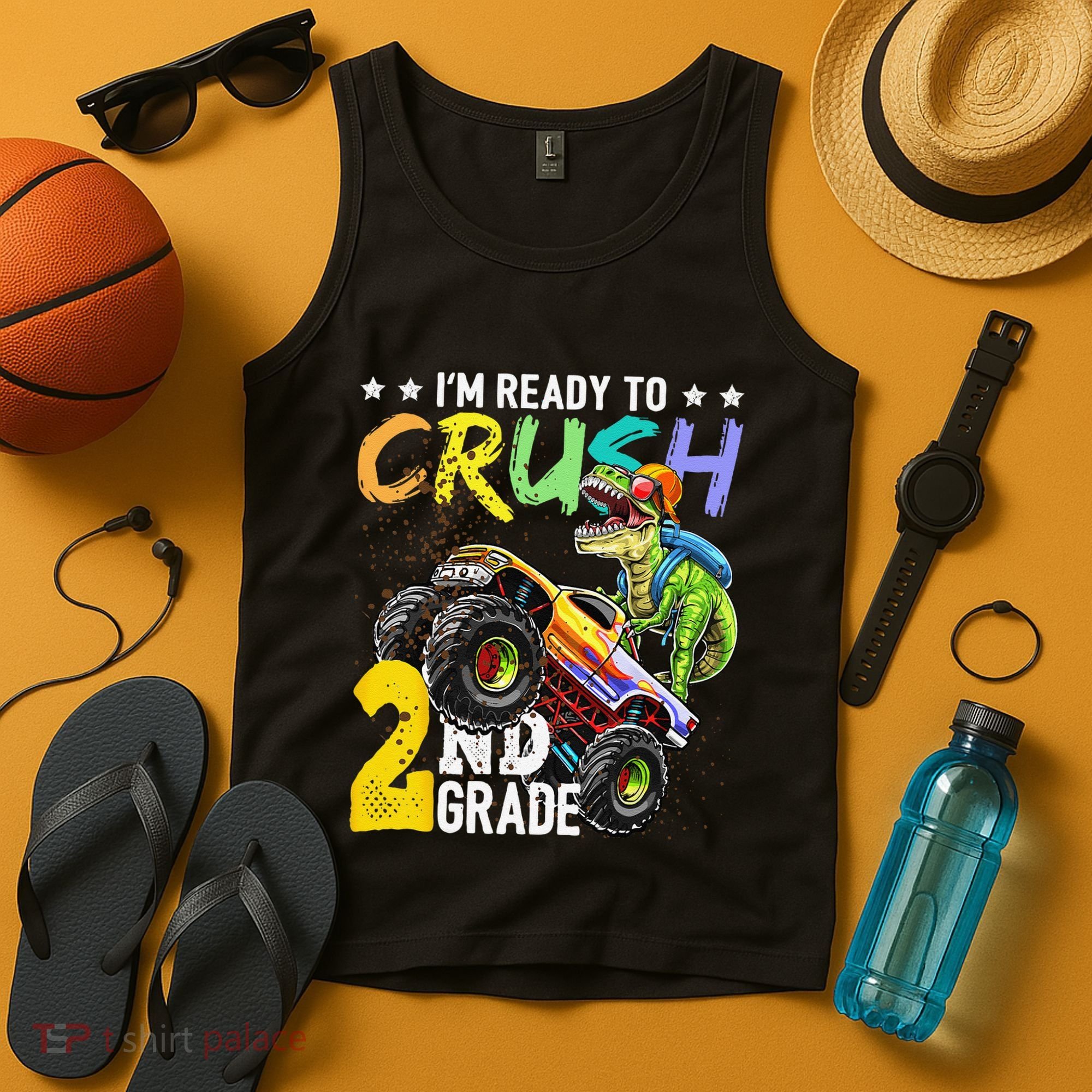 Crush 2nd Grade Dinosaur Monster Truck Back To School Tank Top
