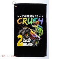 Crush 2nd Grade Dinosaur Monster Truck Back To School Golf Towel thumb 0