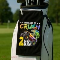 Crush 2nd Grade Dinosaur Monster Truck Back To School Golf Towel thumb 2
