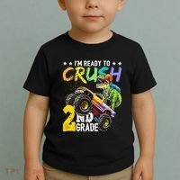 Crush 2nd Grade Dinosaur Monster Truck Back To School Toddler T-Shirt thumb 2