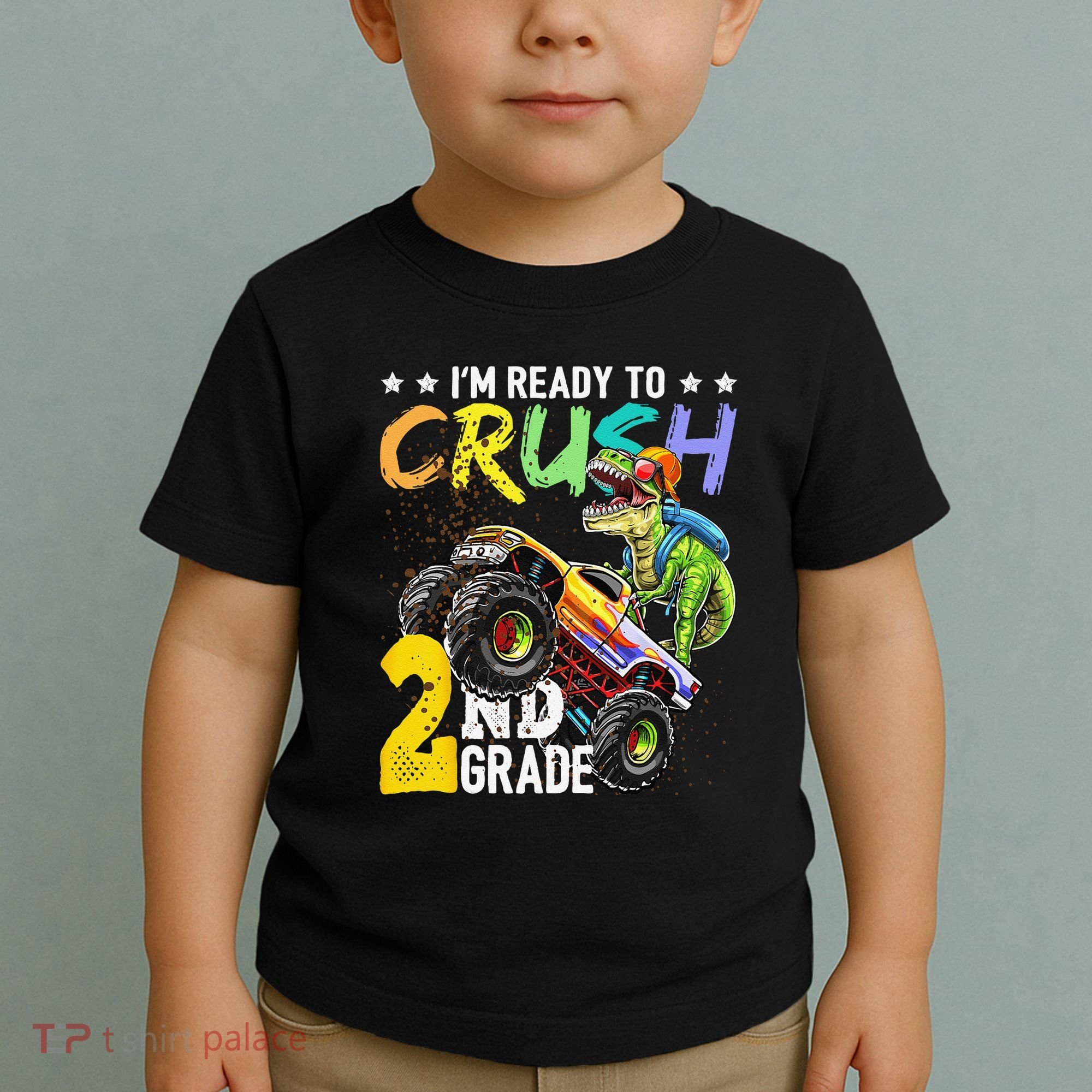 Crush 2nd Grade Dinosaur Monster Truck Back To School Toddler T-Shirt