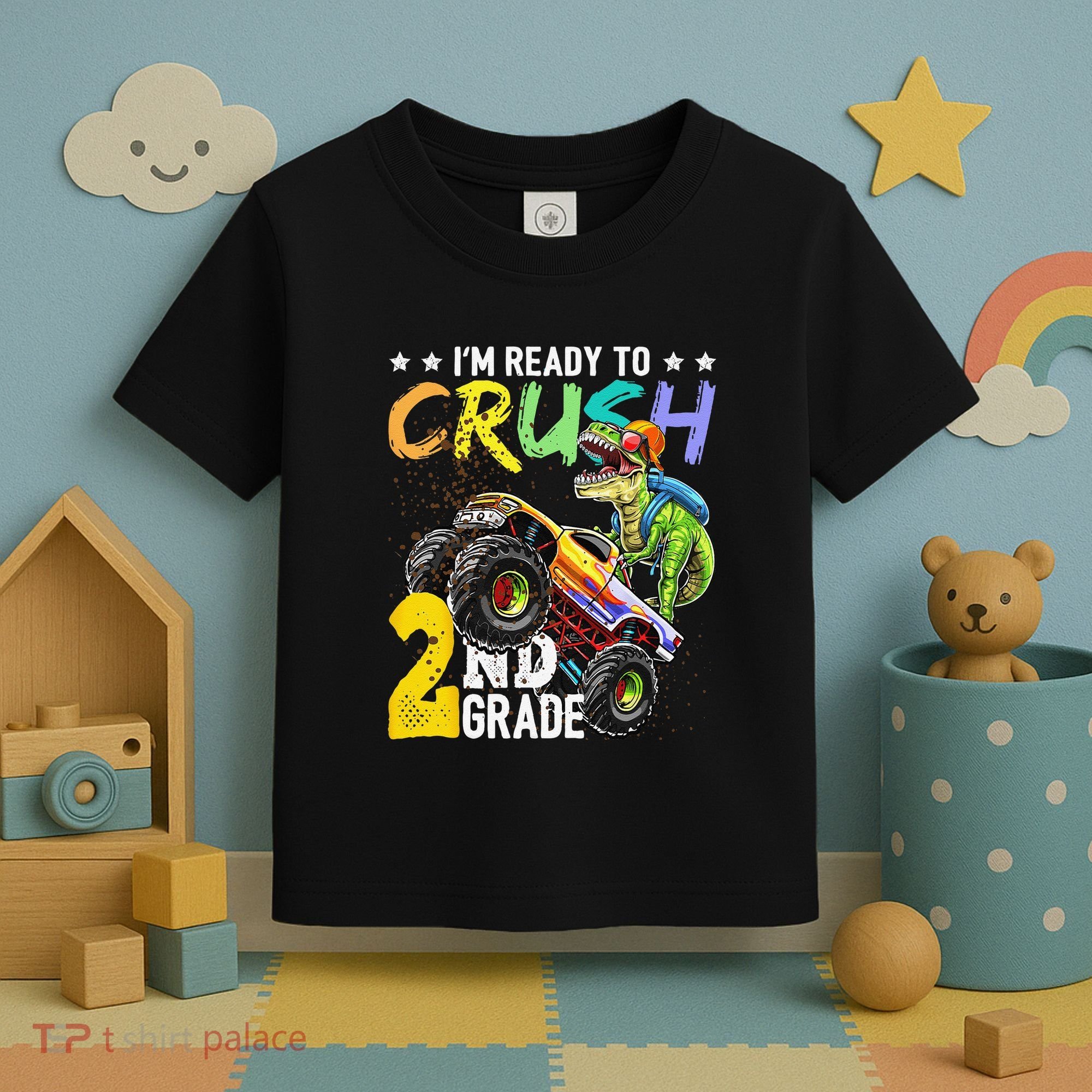 Crush 2nd Grade Dinosaur Monster Truck Back To School Toddler T-Shirt