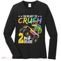 Crush 2nd Grade Dinosaur Monster Truck Back To School Women's Long Sleeve Shirt thumb 0