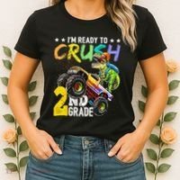 Crush 2nd Grade Dinosaur Monster Truck Back To School Women's T-Shirt thumb 2