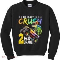 Crush 2nd Grade Dinosaur Monster Truck Back To School Kids Sweatshirt thumb 0