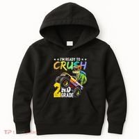 Crush 2nd Grade Dinosaur Monster Truck Back To School Kids Hoodie thumb 0