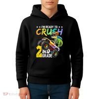 Crush 2nd Grade Dinosaur Monster Truck Back To School Kids Hoodie thumb 4