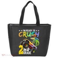 Crush 2nd Grade Dinosaur Monster Truck Back To School Tote Bag thumb 0