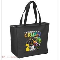 Crush 2nd Grade Dinosaur Monster Truck Back To School Tote Bag thumb 2