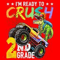 Crush 2nd Grade Dinosaur Monster Truck Back To School Santa Hat thumb 1