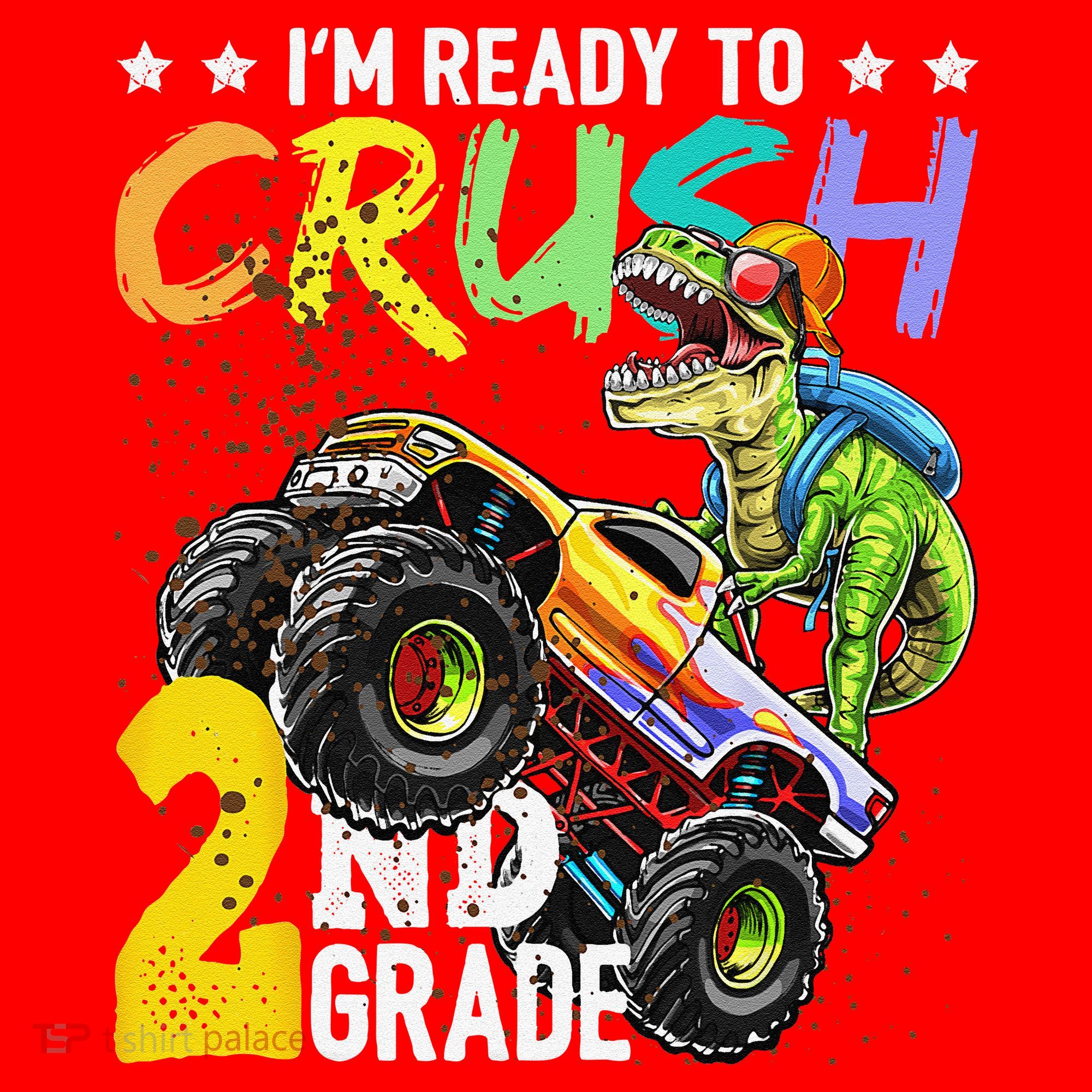 Crush 2nd Grade Dinosaur Monster Truck Back To School Santa Hat