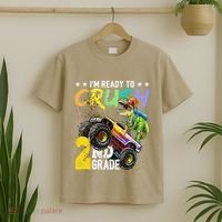 Crush 2nd Grade Dinosaur Monster Truck Back To School T-Shirt thumb 2
