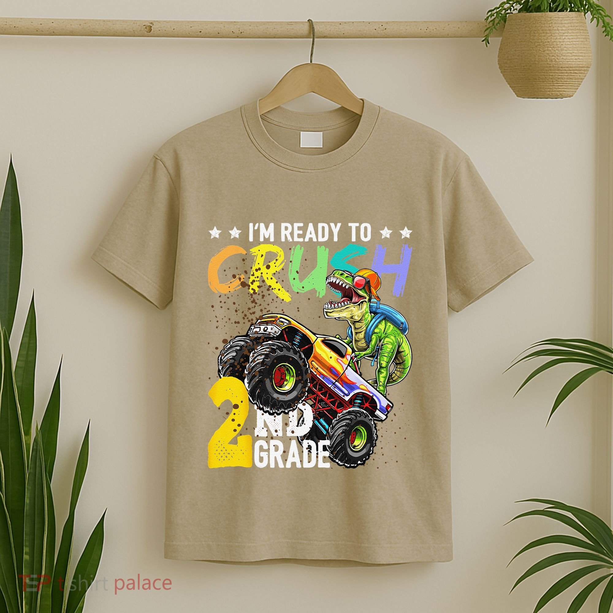 Crush 2nd Grade Dinosaur Monster Truck Back To School T-Shirt