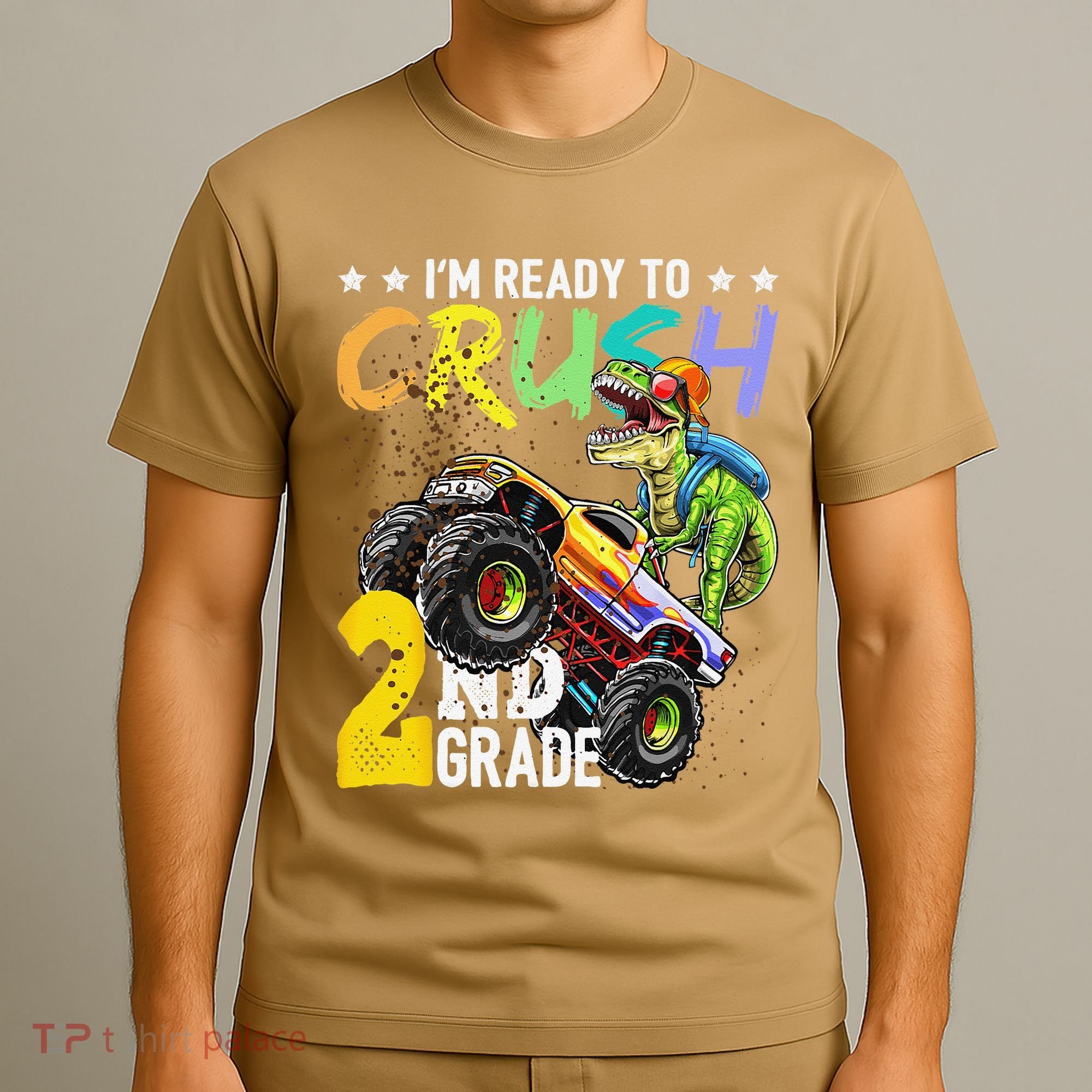 Crush 2nd Grade Dinosaur Monster Truck Back To School T-Shirt